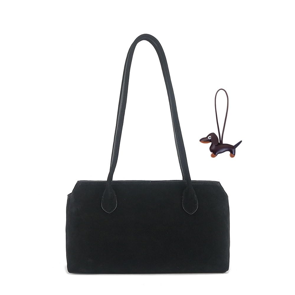 Women's Genuine Leather Tote Bag,Cowhide Commuting Top Handle Bags with Zipper,Luxury Large Handbags +Pendant for Work