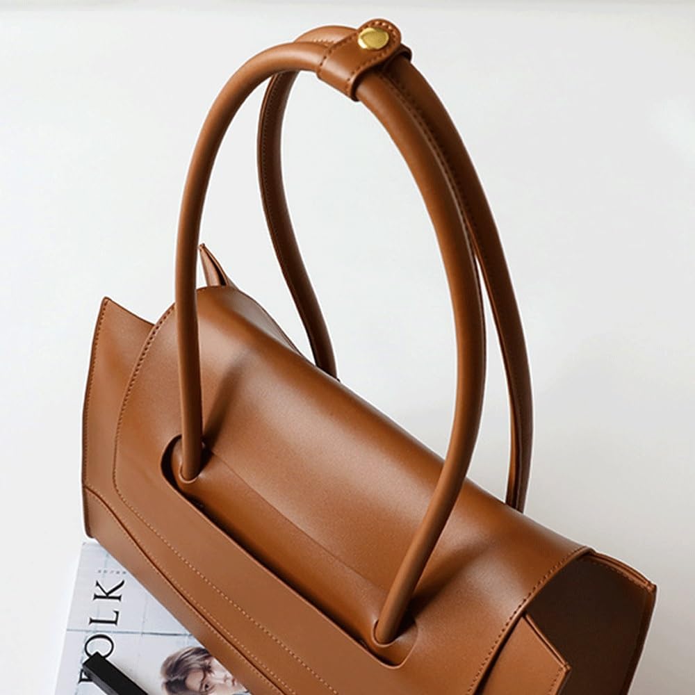 Genuine Leather Tote Bags for Women，15 inch Vintage Large Underarm Commuter Bag，Business Teacher Shoulder Bags