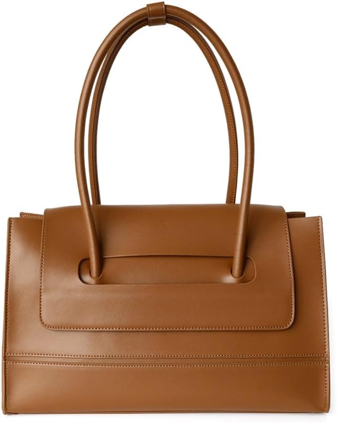 Genuine Leather Tote Bags for Women，15 inch Vintage Large Underarm Commuter Bag，Business Teacher Shoulder Bags