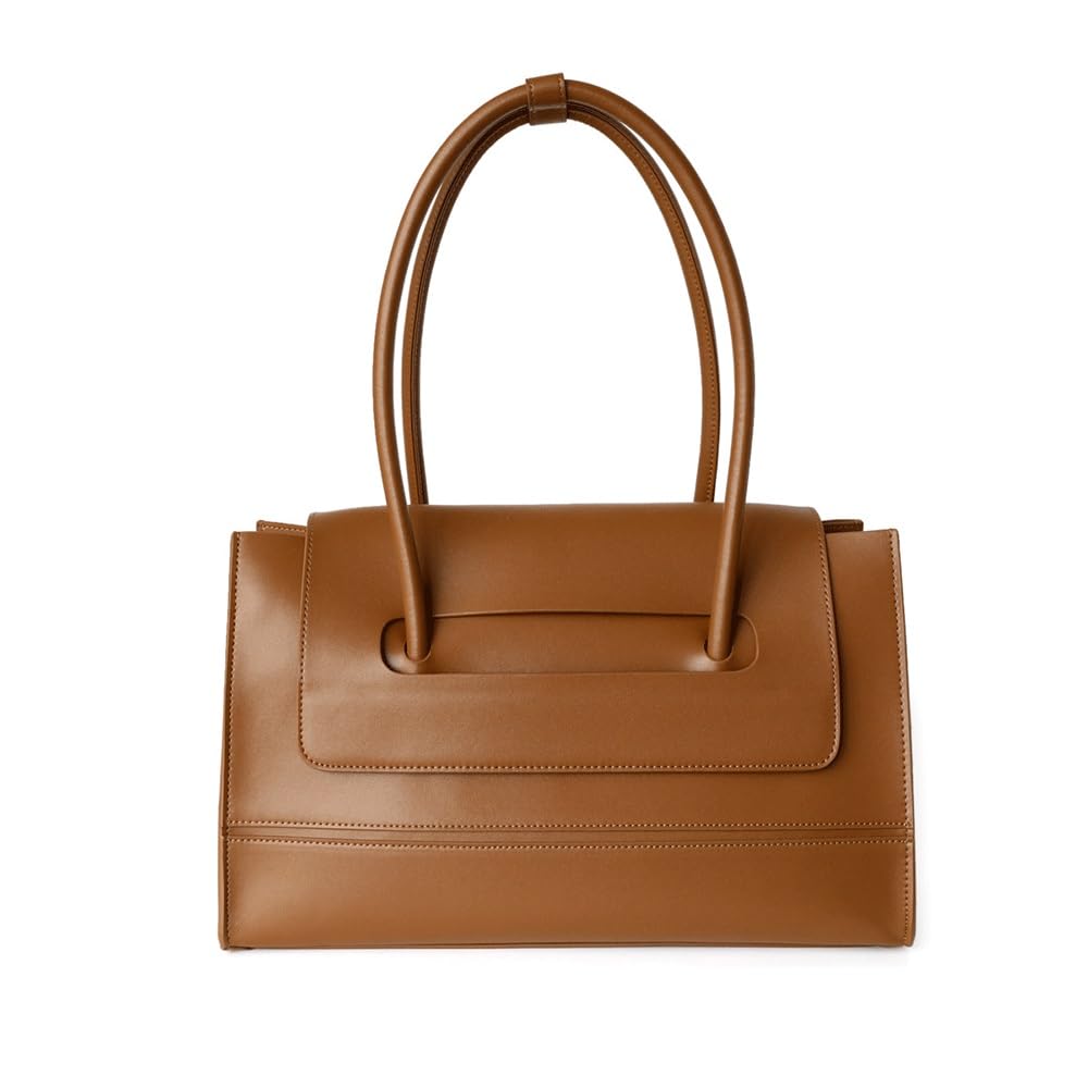 Genuine Leather Tote Bags for Women，15 inch Vintage Large Underarm Commuter Bag，Business Teacher Shoulder Bags
