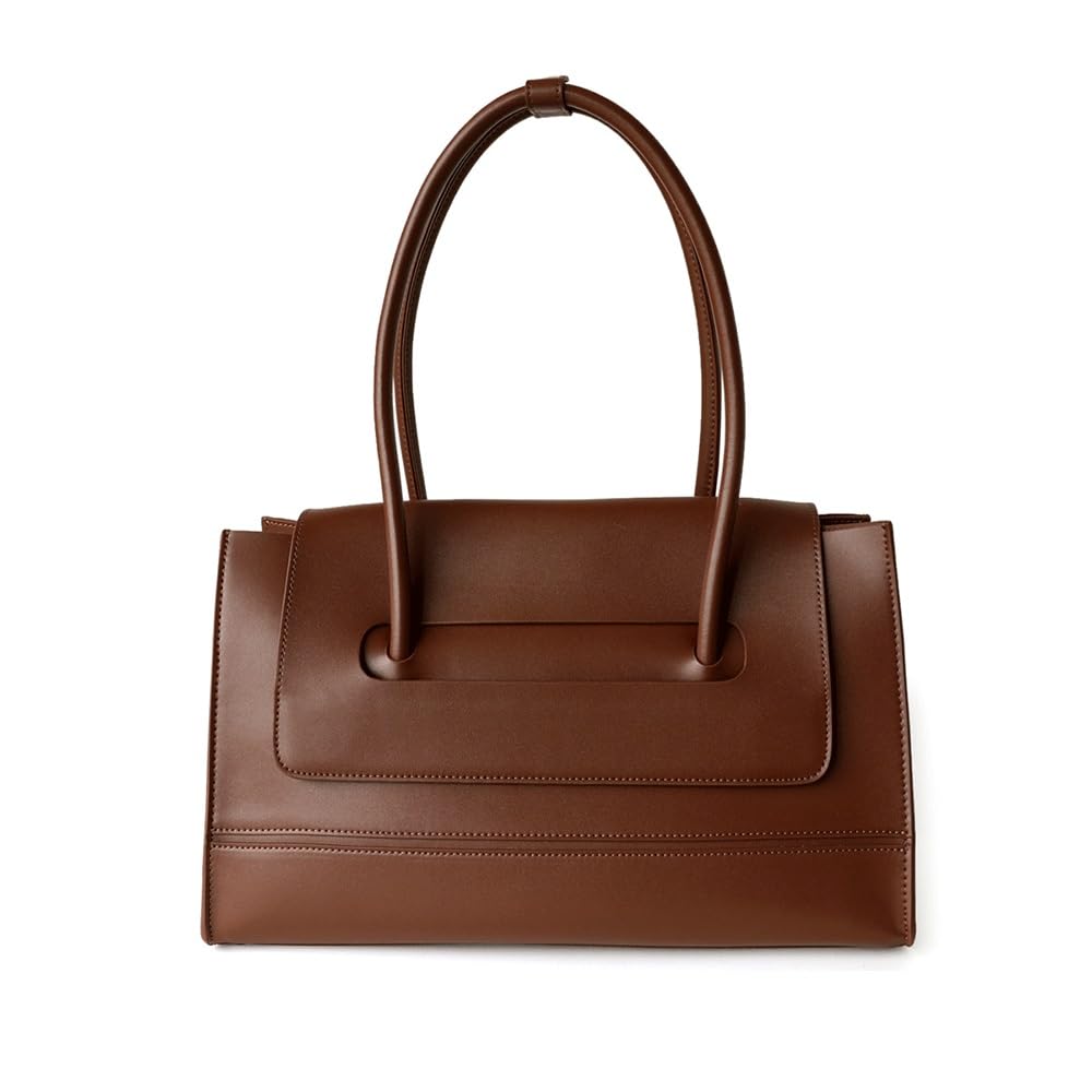 Genuine Leather Tote Bags for Women，15 inch Vintage Large Underarm Commuter Bag，Business Teacher Shoulder Bags