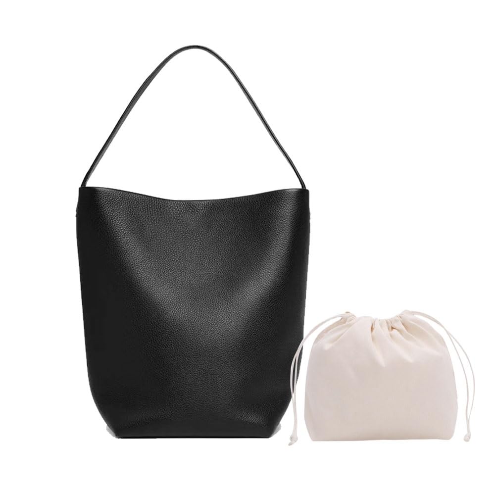 Leather Bucket Bag for Women，Genuine Large Hobo Bags Calf Leather with Pebbled Texture，Shoulder Tote Handbag