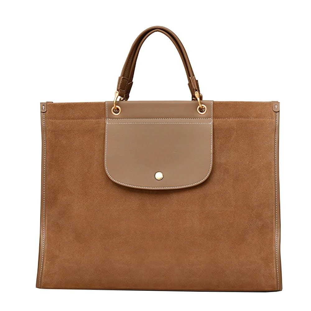 Suede Tote Bag for Women,Nubuck Leather Handbag with Strap,Commuter Shoulder Bags,Trendy Large Crossbody Purse for Fall