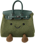 Women's Plush Handbag,Designer Cute Shoulder Bag with Smile Face & Strap,Casual Faux Fur Top Handle Bags for Autumn