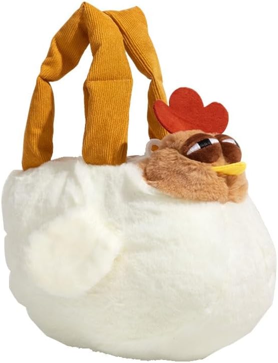 Plush Chicken Cartoon Bag，Cute Hen Handbag with Adjustable Shoulder Strap，Zipper Shoulder Bags Purse for Women Gift