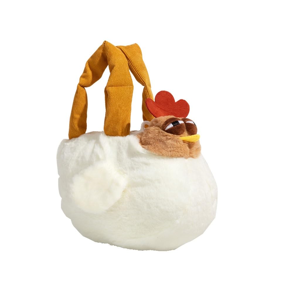 Plush Chicken Cartoon Bag，Cute Hen Handbag with Adjustable Shoulder Strap，Zipper Shoulder Bags Purse for Women Gift