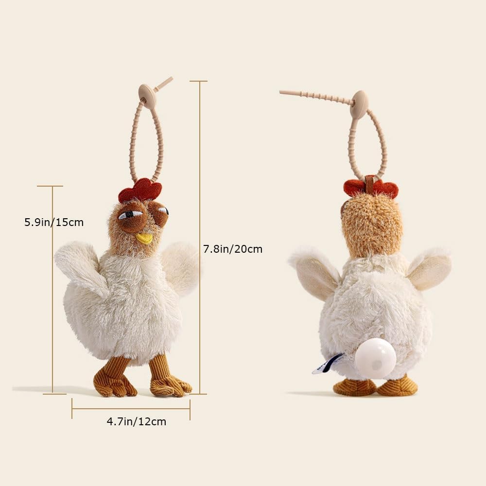 Plush Chicken Cartoon Bag，Cute Hen Handbag with Adjustable Shoulder Strap，Zipper Shoulder Bags Purse for Women Gift