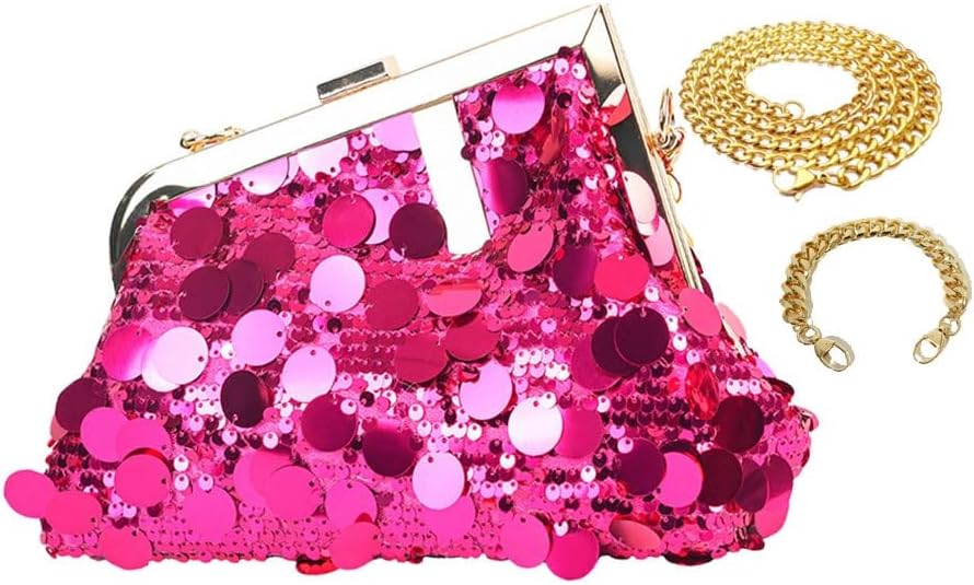 Women Sequin Evening Handbag，Sparkly Clutch Purse with 2 Shoulder Straps，Crossbody Bag for Party Prom Banquet