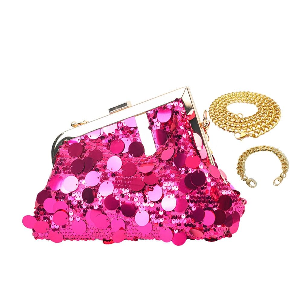 Women Sequin Evening Handbag，Sparkly Clutch Purse with 2 Shoulder Straps，Crossbody Bag for Party Prom Banquet