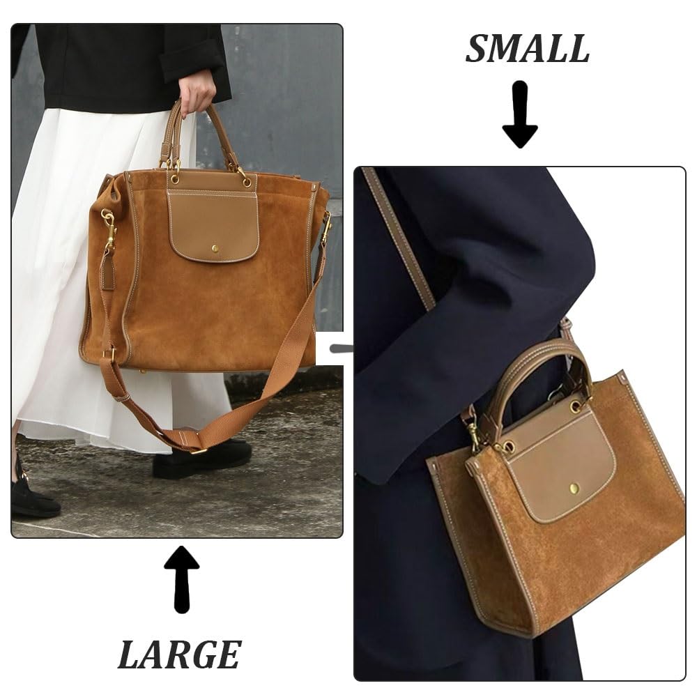 Suede Tote Bag for Women,Nubuck Leather Handbag with Strap,Commuter Shoulder Bags,Trendy Large Crossbody Purse for Fall