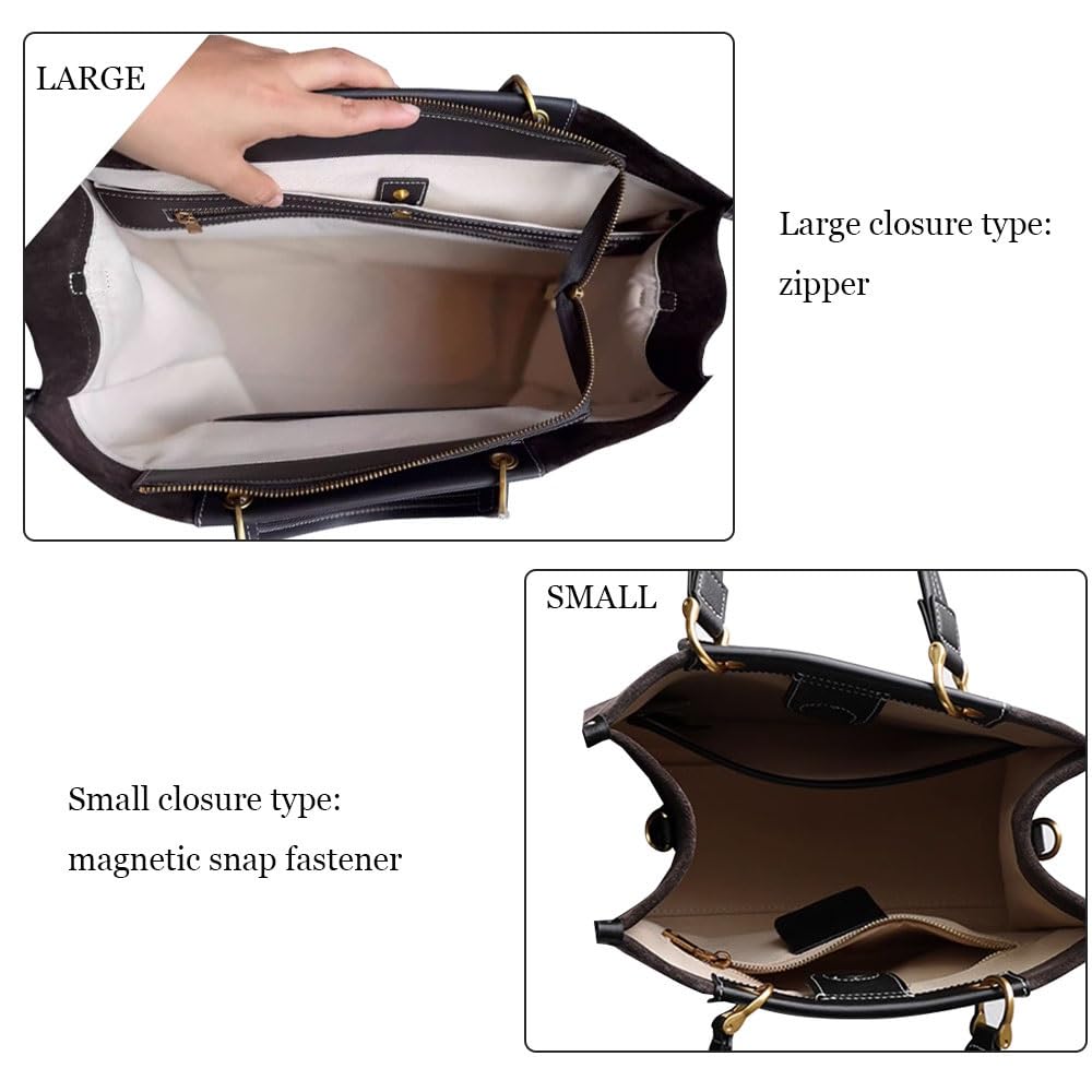 Suede Tote Bag for Women,Nubuck Leather Handbag with Strap,Commuter Shoulder Bags,Trendy Large Crossbody Purse for Fall