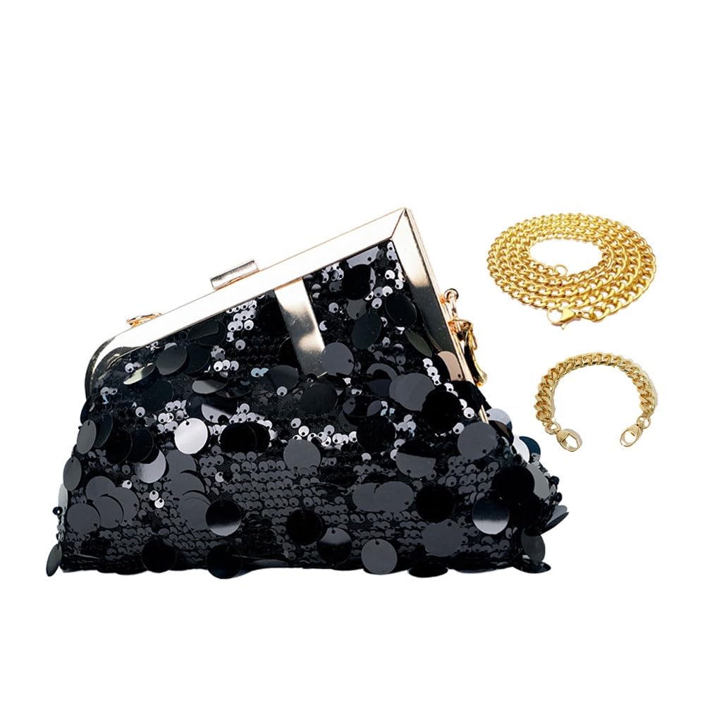 Women Sequin Evening Handbag，Sparkly Clutch Purse with 2 Shoulder Straps，Crossbody Bag for Party Prom Banquet