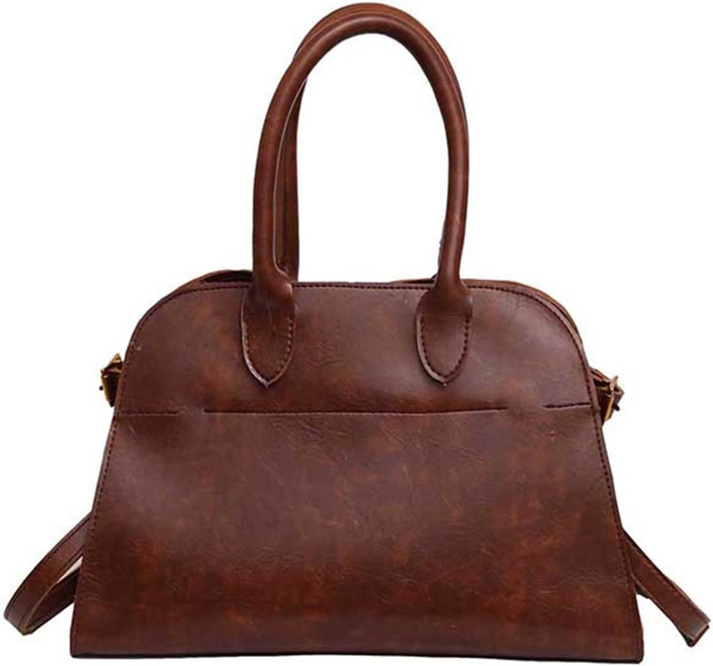 Womens Tote Bag Faux Leather Top Handle Bag Retro Shoulder Satchel with Straps for Women(Brown)