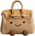 Women's Plush Handbag,Designer Cute Shoulder Bag with Smile Face & Strap,Casual Faux Fur Top Handle Bags for Autumn