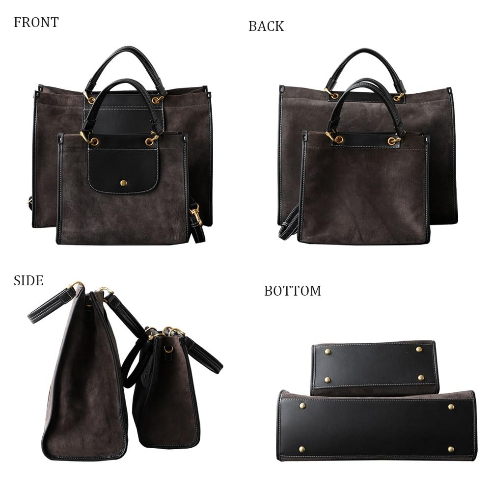 Suede Tote Bag for Women,Nubuck Leather Handbag with Strap,Commuter Shoulder Bags,Trendy Large Crossbody Purse for Fall