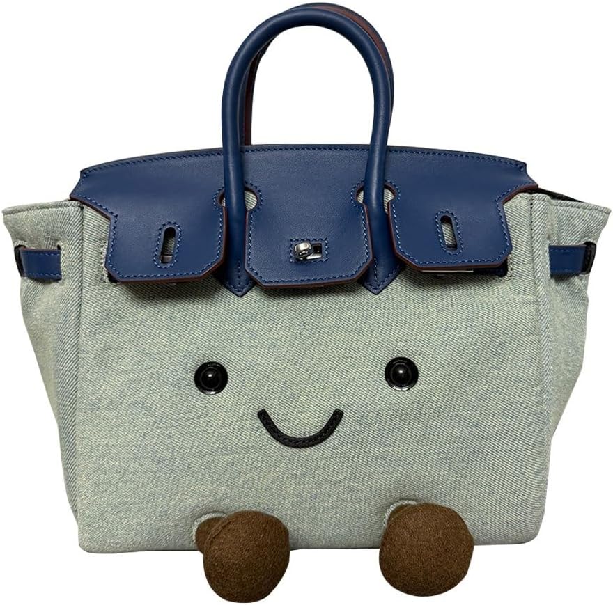 Women's Plush Handbag,Designer Cute Shoulder Bag with Smile Face & Strap,Casual Faux Fur Top Handle Bags for Autumn