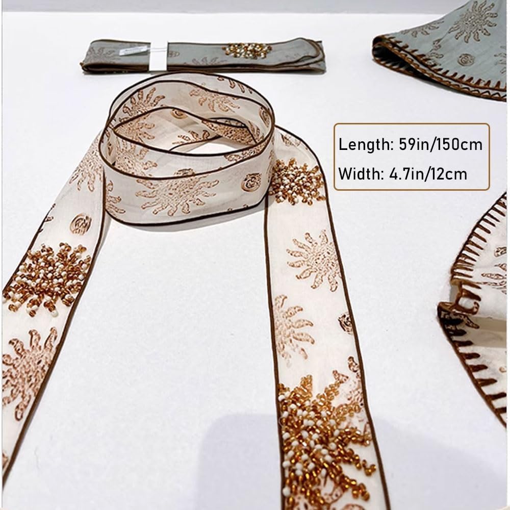 Bohemian Linen Crossbody Bag for Women，Casual Hobo Bags with Flower Patterns/Braided Tassel Shoulder Straps