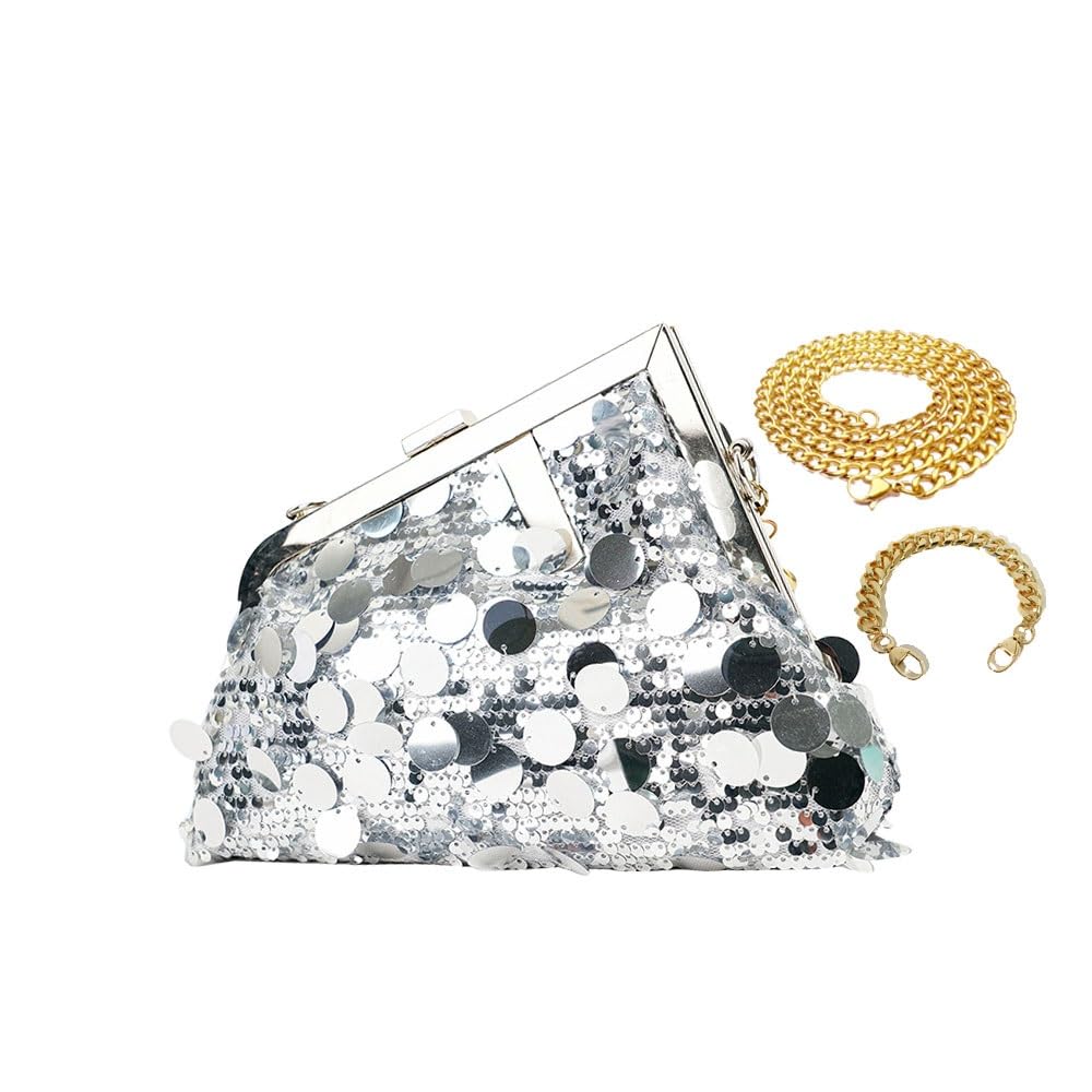 Women Sequin Evening Handbag，Sparkly Clutch Purse with 2 Shoulder Straps，Crossbody Bag for Party Prom Banquet