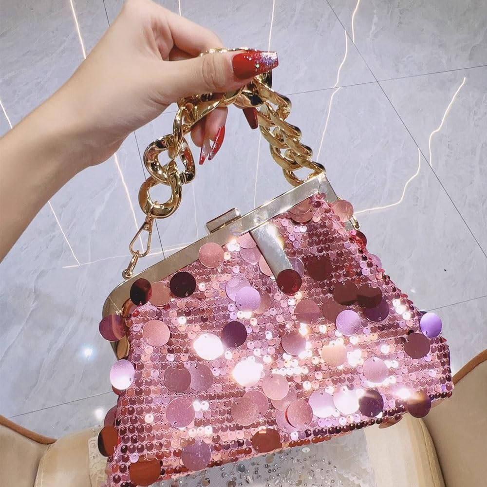 Women Sequin Evening Handbag，Sparkly Clutch Purse with 2 Shoulder Straps，Crossbody Bag for Party Prom Banquet