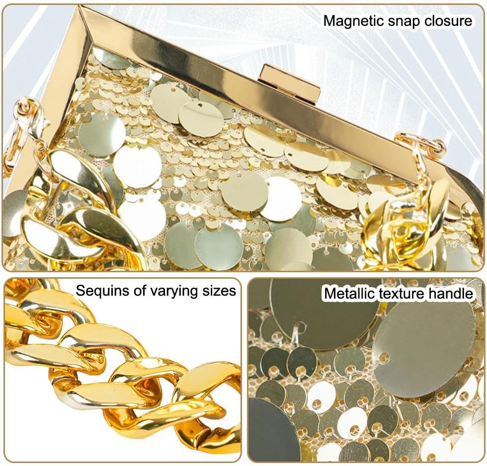 Women Sequin Evening Handbag，Sparkly Clutch Purse with 2 Shoulder Straps，Crossbody Bag for Party Prom Banquet